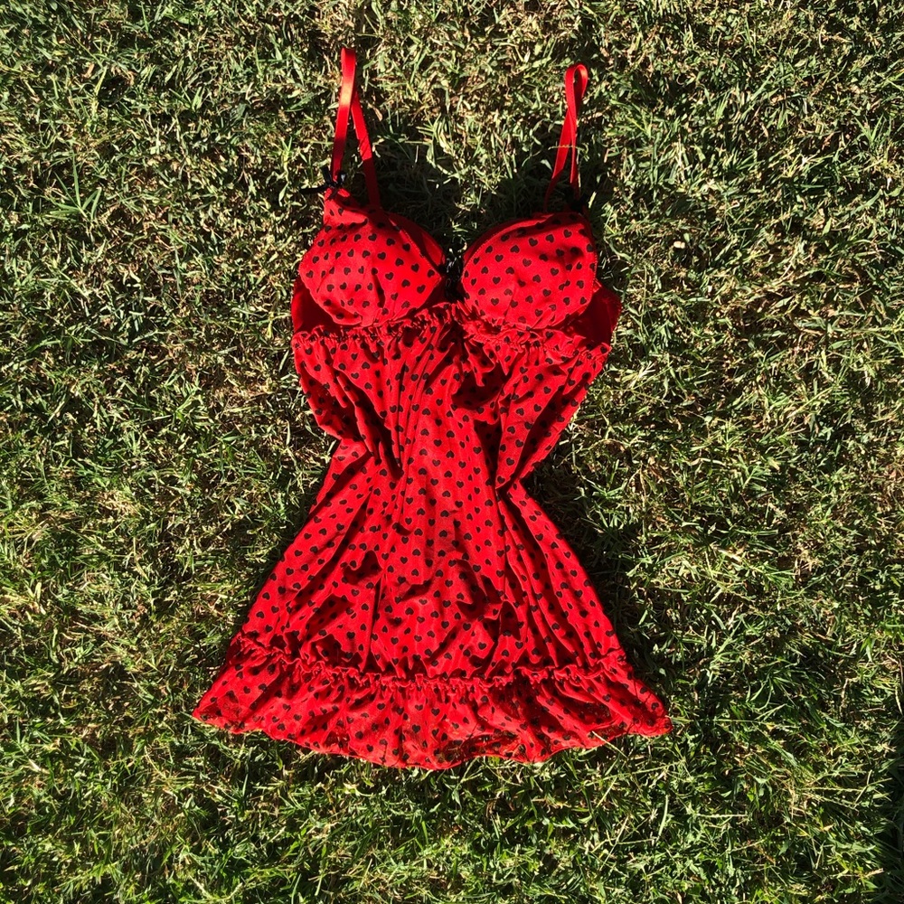 red and black babydoll push up lingerie